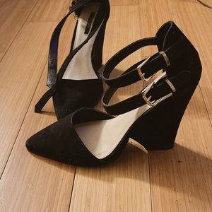 Forever 21 platform shoes with straps and gold hardwear